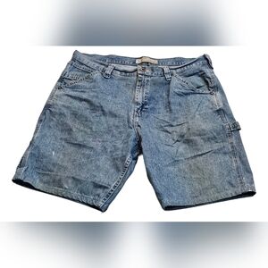 Lee Dungarees Carpenter Jean Blue Denim Shorts Jorts Men Size 38 Painter Skater